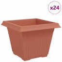 vidaXL Firkantet Blomsterpotte 24 pcs Klinker Rød 43 x 43 x 33,5 cm