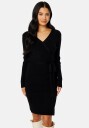VILA Ril Wrap L/S Knit Dress Black M