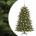 vidaXL Kunstig juletre med julekuler 210 cm 300 LED-lys Varmhvit