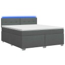 vidaXL Box Spring Seng med Madrass og LED Mørkegrå 180 x 200 cm Stoff