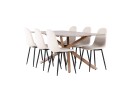 Venture Home Piazza Spisegruppe 180 cm Rektangulær med 6 Polar stoler Mocca/Beige