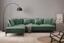 Menard 4 seters Venstrevendt Dyp L formet Sjeselongsofa i Fløyel   Mørk grønn