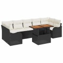 vidaXL Hagesofa Set 8 stk. Svart og krem polyrotting