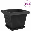 vidaXL Plantepotter 24 pcs Svart 28,5 x 28,5 x 22 cm Plast