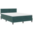  Box Spring Seng med Madrass & LED Mørkegrønn 140x200 cm Fløyel