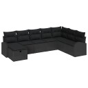 vidaXL Sofa sett 8 stk. Svart polyrotting