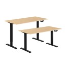 Design Studio Hev Og Senkbart Skrivebord, Sveiv, Svart Stativ, Bordplate I Bok, 8 Størrelser