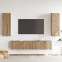  4 delt TV skapsett   Veggmontert artisanal eik ingeniørt tre.