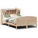  Seng med bokhylle uten madrass 140x200 cm heltre furu 8721158619303
