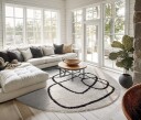 Runde tepper   Bavello Natural Cotton Shaggy offwhite/svart Størrelse: Ø 160 cm