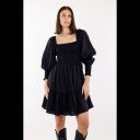 Milagros Dress Black M Stretch linen dress