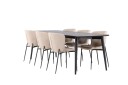 Venture Home Ellis Spisegruppe 230 cm Rektangulær med 6 Modesto stoler Sort/Beige