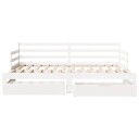  Uttrekkbar dagseng med skuffer hvit 90x200 cm heltre furu