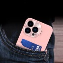 Hurtel Leather Stand Case For Iphone 14 Pro, Kort Lommebokdeksel Med Stativ, Rosa