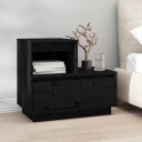 vidaXL Nattbord 2 stk svart 60x34x51 heltre furu