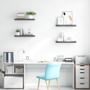 vidaXL Flytende vegghyller 4 stk h?yglans gr? 60x23,5x3,8 cm MDF