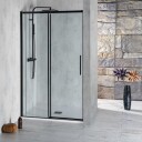 Sanipro Altis Line / Black - Skyvedør Nisje Krom 160cm Klart Glass