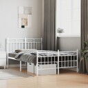 vidaXL Sengeramme i metall med hode- og fotgavl hvit 120x200 cm 8721012210653