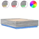  Sengeramme med LED-lys grå sonoma 120x200 cm konstruert tre 8721012273580