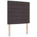  Boksfjederseng med Madrass & LED Mørk Brun 90x190 cm Stoff