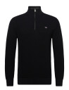 GANT Micro Textured Cotton Half Zip   Black   M