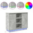  Sideboard med LED Betonggrå 90x32x75 cm Konstruert tre