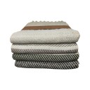 Home Tex Bomullspledd   100 % resirkulert bomull   130x180 cm   Hvit med sort mønster
