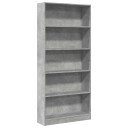 Bokhylle betonggrå 80x24x176 cm konstruert tre