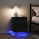  Nattskap med LED lys 2 stk svart 38x34x50 cm