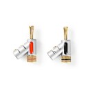 Nedis Banana Connector Rett Hann Gull Belagt Skrue Kabeltilførselsdiameter: 7.4 Mm Sink Legering Sølv 2 Stk. Boks