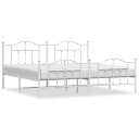 vidaXL Sengeramme i metall med hode- og fotgavl hvit 193x203 cm