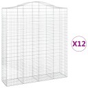 vidaXL Gabionkurver buede 12 stk 200x50x220/240 cm galvanisert jern