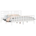 vidaXL Sengeramme med hodegavl hvit 200x200 cm heltre