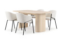 Bark Kopparbo Spisebord 160 cm med 4 Filip Spisestoler   Hvit / Hvit Bouclé