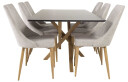 Venture Design Piazza & Leone spisegruppe Svart/grå 6 st stoler & bord 180 x 90 cm