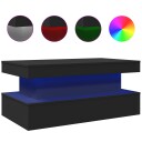  Salongbord med LED-lys svart 90x50x40 cm 8721012466173