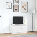 TV benk med LED lys hvit 100x41x50 cm