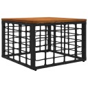 vidaXL Hagebord Svart og naturlig 55 x 55 x 37 cm PE Rattan og Glass