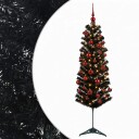 vidaXL Kunstig smalt juletre med julekuler 150 cm 150 LED-lys Varmhvit