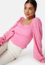 BUBBLEROOM Square Neck Smock Top Pink L