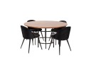 Venture Home Copenhagen Spisegruppe 140 cm Rund med 4 Velvet Stoler Sort