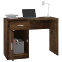 vidaXL Skrivebord skuff og skap røkt eik 100x40x73 cm konstruert tre