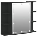  Speilskap med LED svart 70x16,5x60 cm