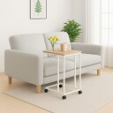 C formet sidebord med hjul – topp i treeffekt
