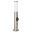  Pullertlampe med stikkontakt 50 cm rustfritt stål IP44