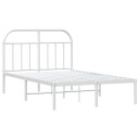 vidaXL Sengeramme i metall med hodegavl hvit 135x190 cm