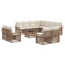vidaXL Hagesofa Set 12 pcs Beige og kremhvitt polyrotting
