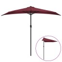 vidaXL Balkongparasoll med aluminiumsstang vinrød 270x135x245 cm halv