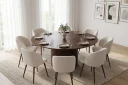Spisegruppe Bark Kopparbo 180 cm Valnøtt Hvit bouclé/Metallben valnøtt Rund 8  
