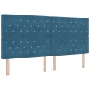  Box Spring Seng med Madrass & LED Mørk Blå 200x200 cm Fløyel